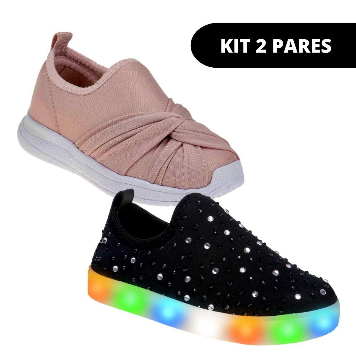 Kit 2 Tênis Led Infantil Sapatenis Feminino Menina Escolar - Única |  Netshoes