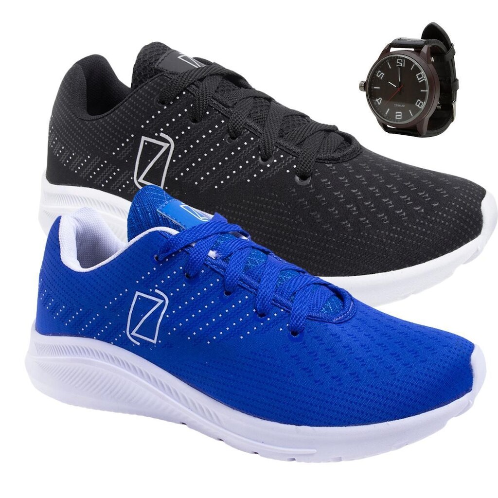 Kit 2 Tênis Masculino Ortopédico Leve Macio + Relógio