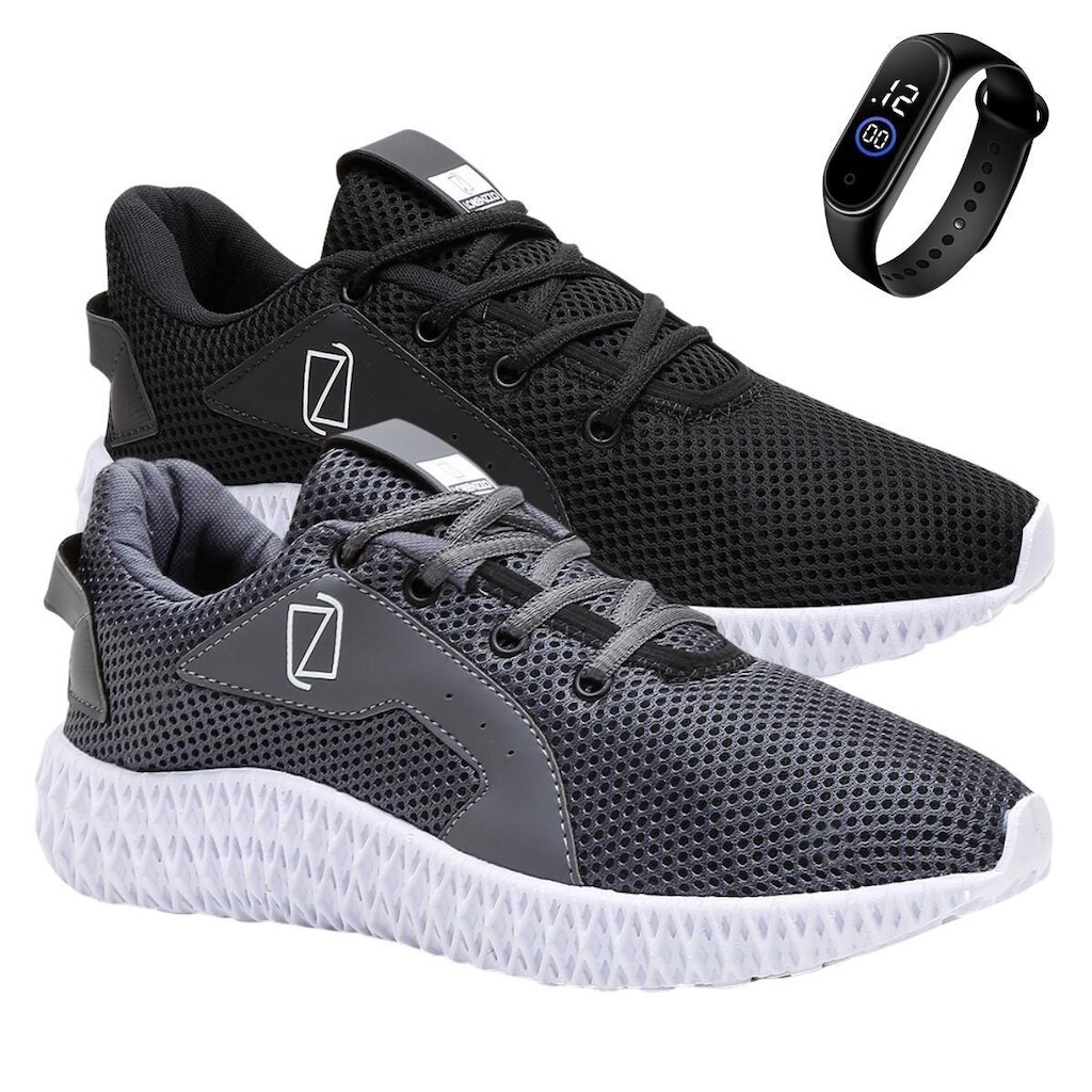 Kit 2 Tênis Masculino Para Caminhada e Treino + Relógio