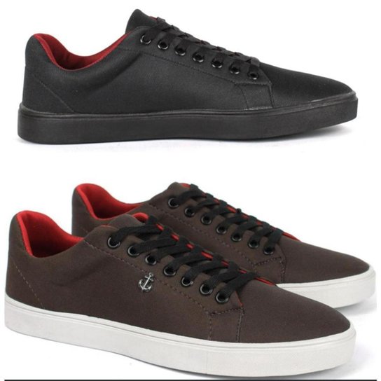 Kit 2 Tênis New Shoes Masculino Cadarço Casual Urbano - Preto Menor preço em Kit 2 Tênis New Shoes Masculino Cadarço Casual Urbano - Preto