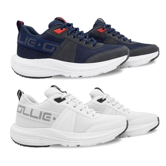 Kit 2 Tênis Ollie Academia Virtus Caminhada - Marinho+Branco Menor preço em Kit 2 Tênis Ollie Academia Virtus Caminhada - Marinho+Branco
