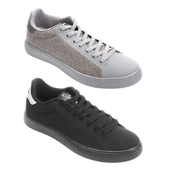 Kit 2 Tênis Olympikus Person Masculino - Preto e Cinza Menor preço em Kit 2 Tênis Olympikus Person Masculino - Preto e Cinza