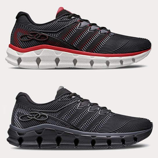 Kit 2 Tênis Olympikus Taurus - Preto+Vermelho Menor preço em Kit 2 Tênis Olympikus Taurus - Preto+Vermelho