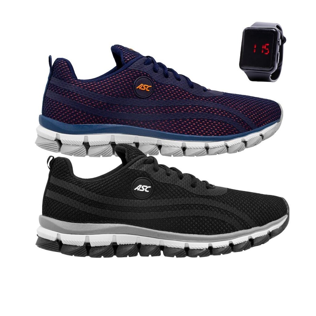 Kit 2 Tenis para Academia Esporte Leve Conforto Caminhada + Relógio
