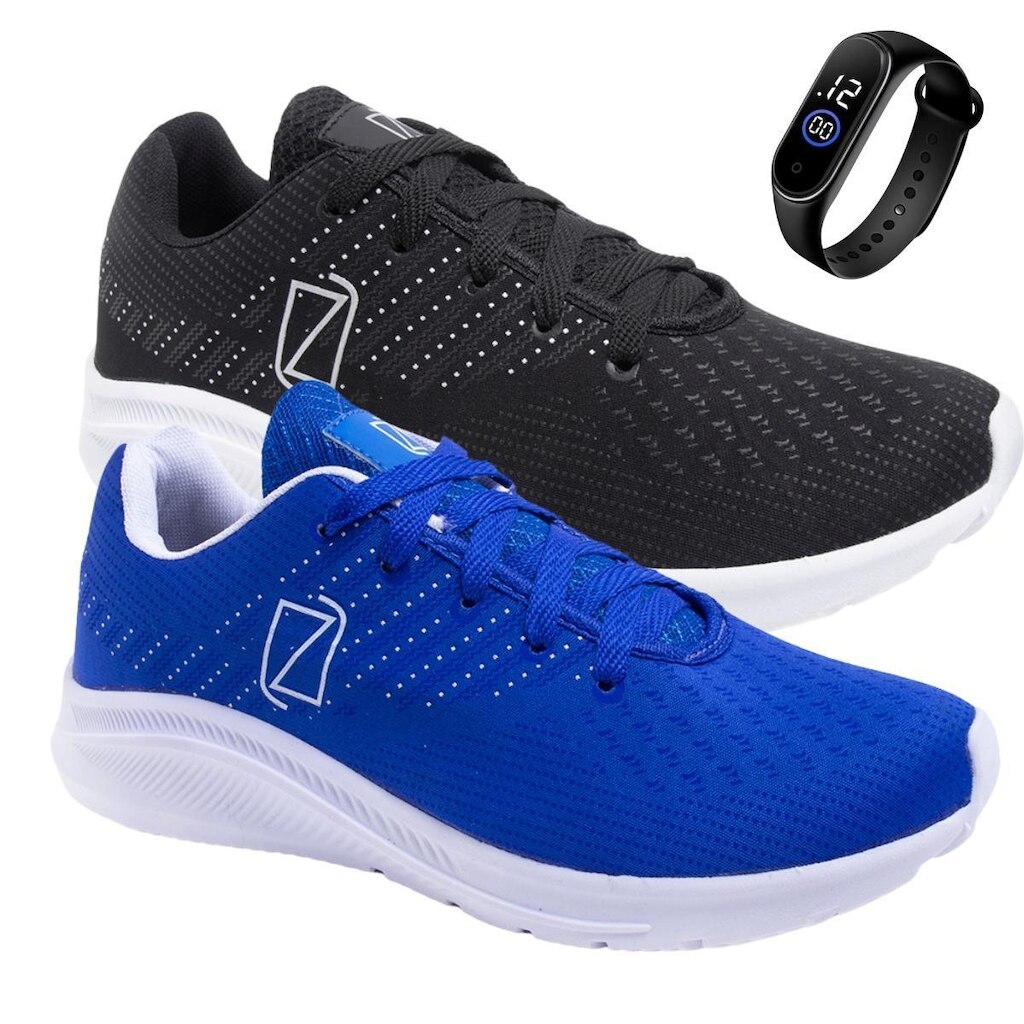 Kit 2 Tênis para Caminhada Academia Leve Resistente + Relógio