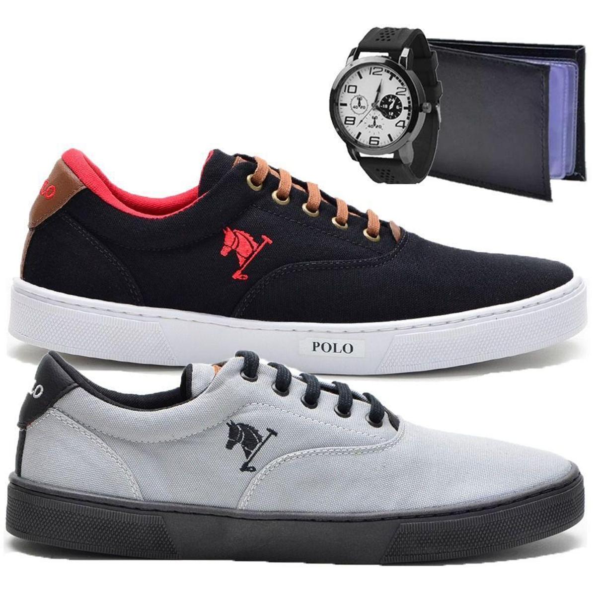 Kit 2 Tênis Polo Joy Masculino + Relógio + Carteira - Cinza | Netshoes