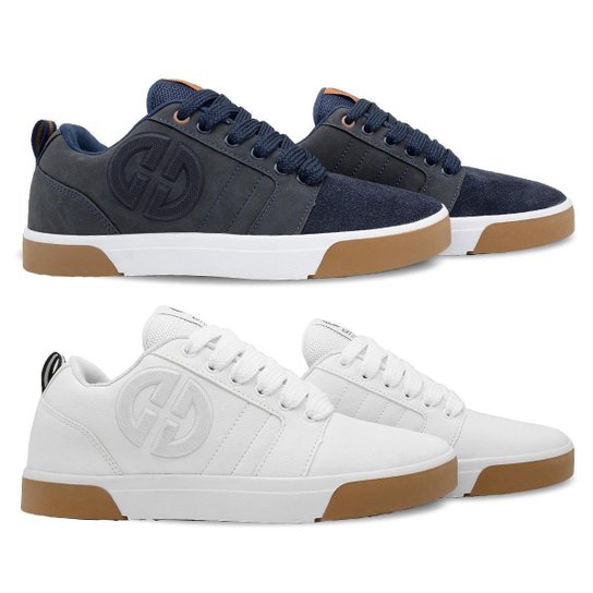 Kit 2 Tênis Street Ollie Juvenil Start Menino Conforto - Marinho+Branco Menor preço em Kit 2 Tênis Street Ollie Juvenil Start Menino Conforto - Marinho+Branco