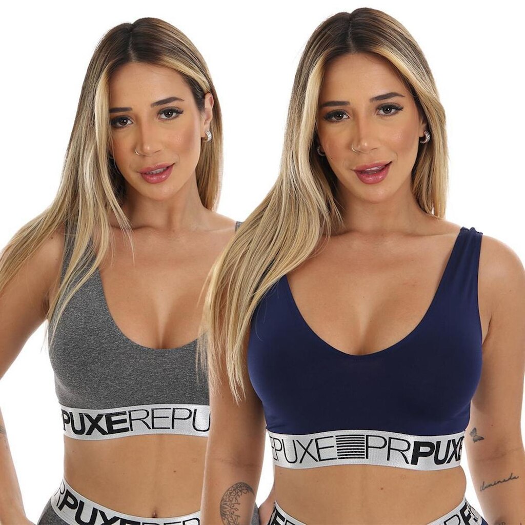 Kit 2 Top Academia Básico Alça Larga Elástico Alta Sustentação Feminino
