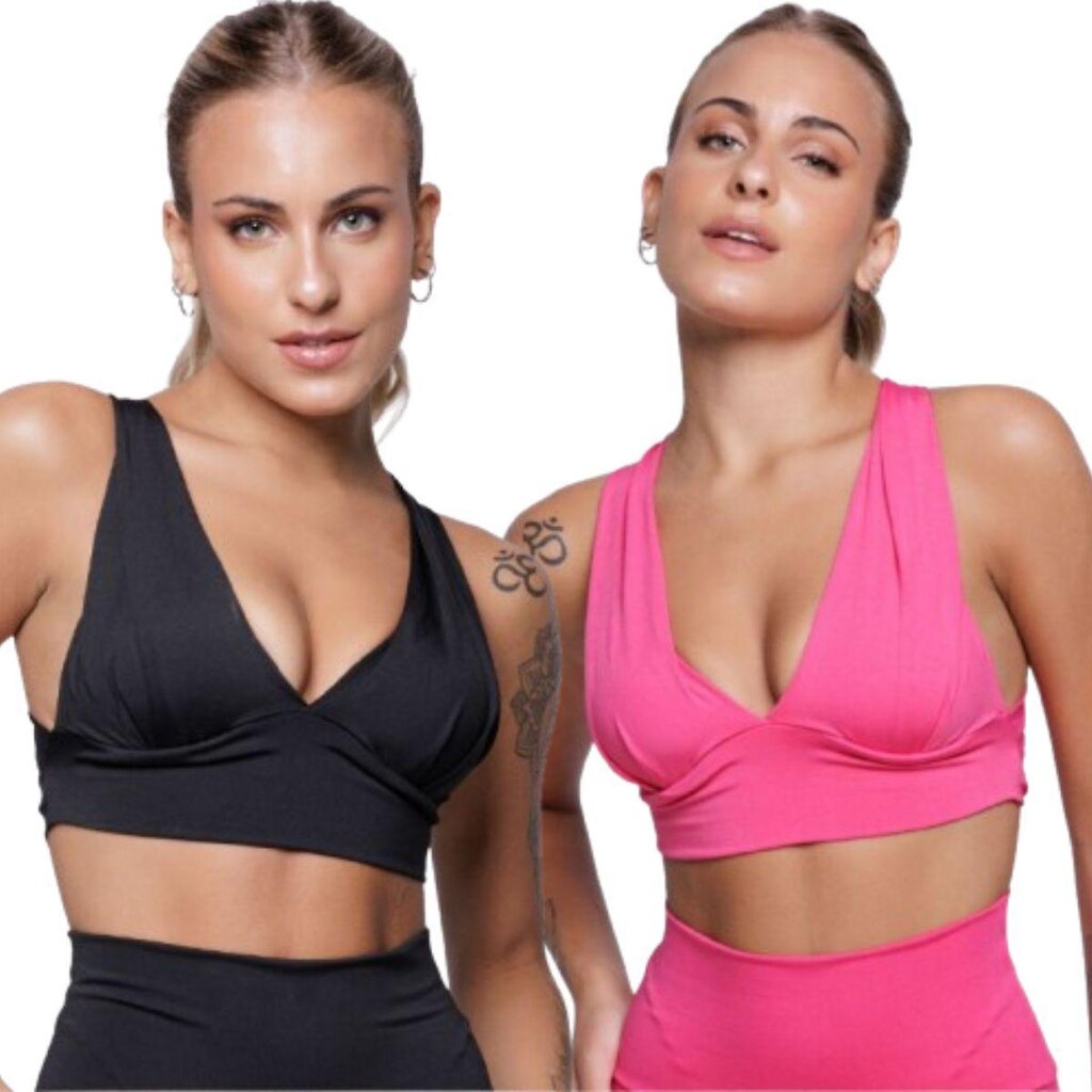 KIT 2 Top Bojo Suplex Liso Serra e Mar Roupa Para Academia Treino Moda Fitnees