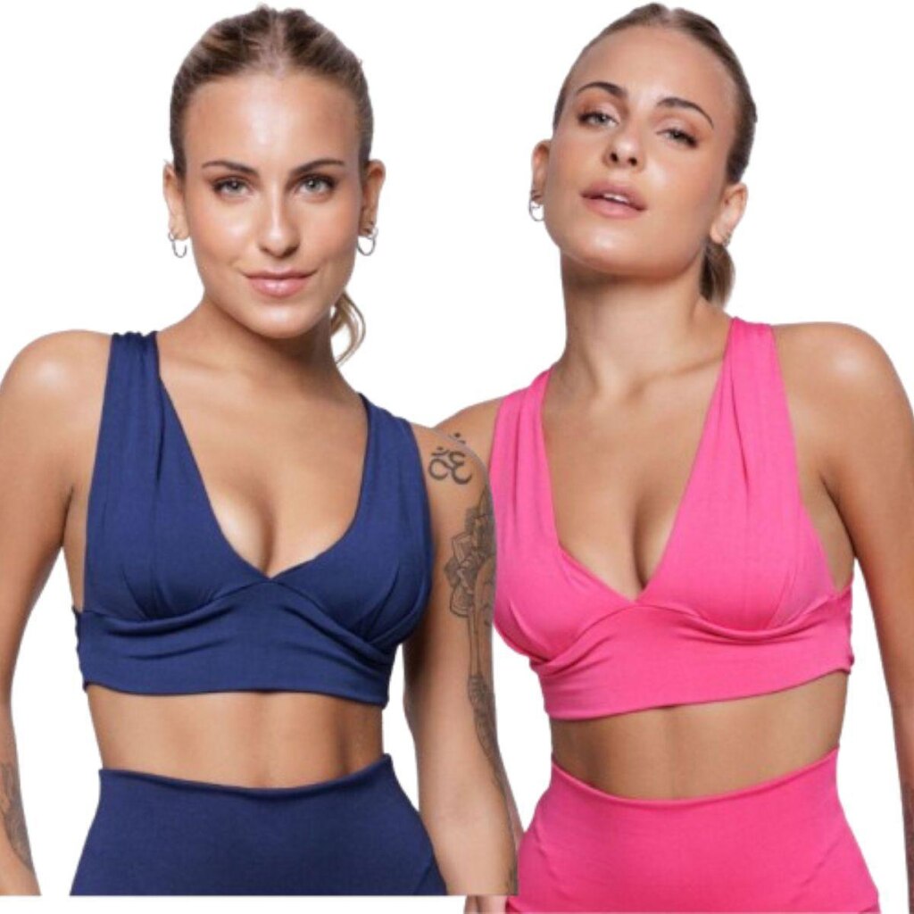 KIT 2 Top Bojo Suplex Liso Serra e Mar Roupa Para Academia Treino Moda Fitnees