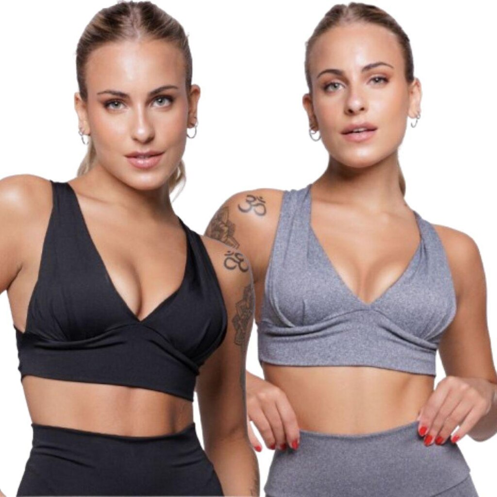 KIT 2 Top Bojo Suplex Liso Serra e Mar Roupa Para Academia Treino Moda Fitnees