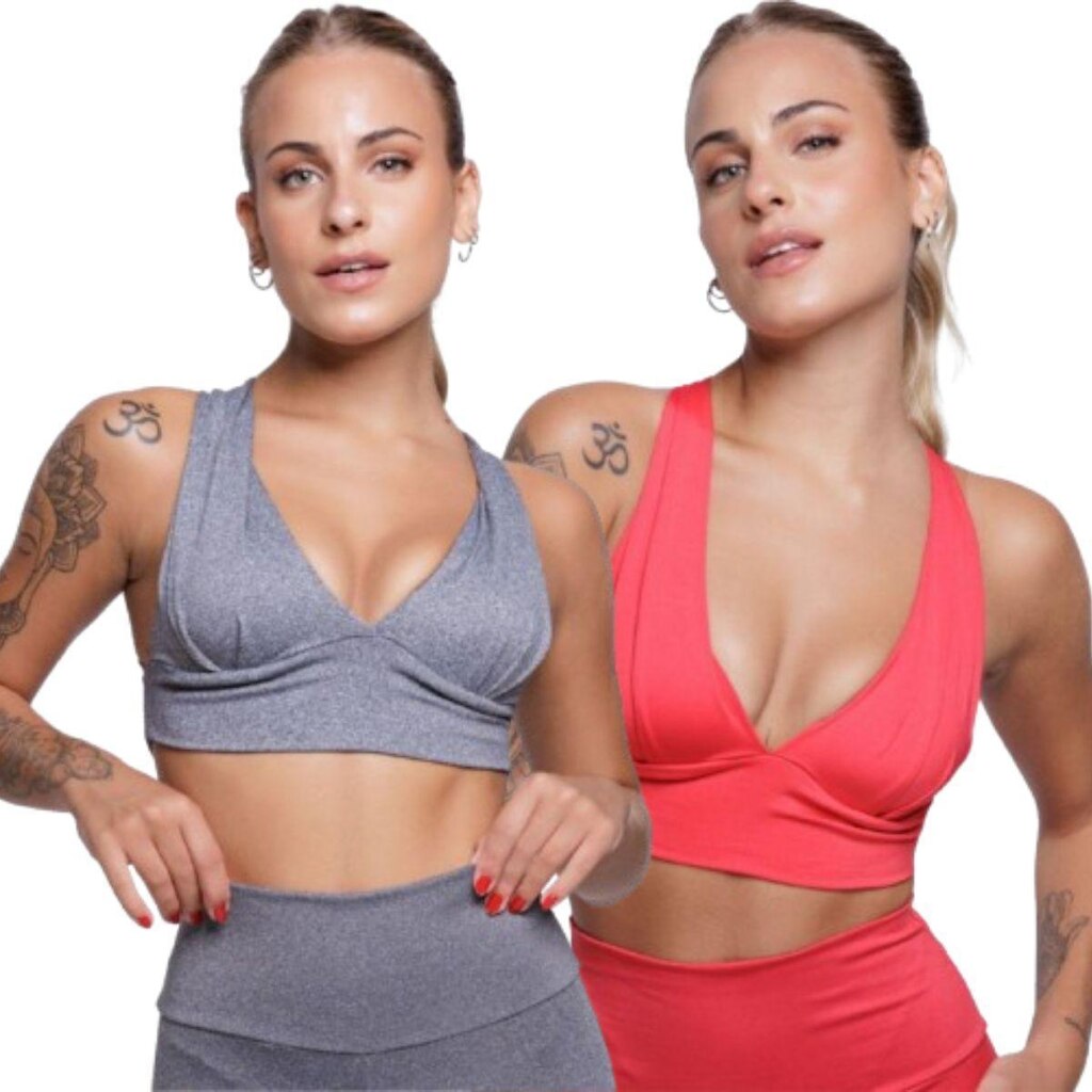 KIT 2 Top Bojo Suplex Liso Serra e Mar Roupa Para Academia Treino Moda Fitnees
