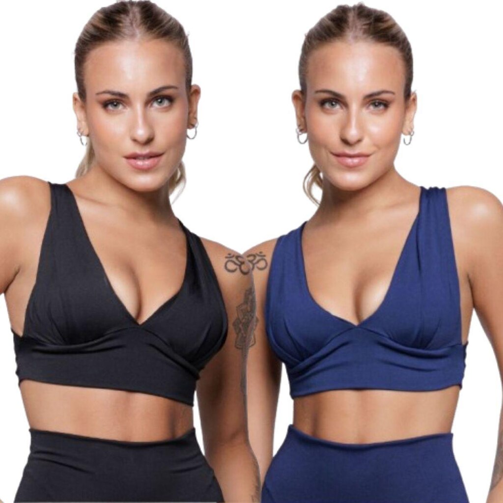 KIT 2 Top Bojo Suplex Liso Serra e Mar Roupa Para Academia Treino Moda Fitnees