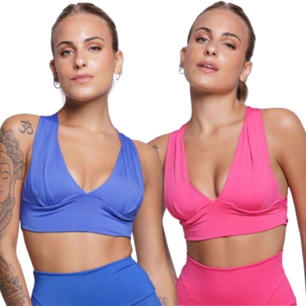 KIT 2 Top Bojo Suplex Liso Serra e Mar Roupa Para Academia Treino Moda Fitnees