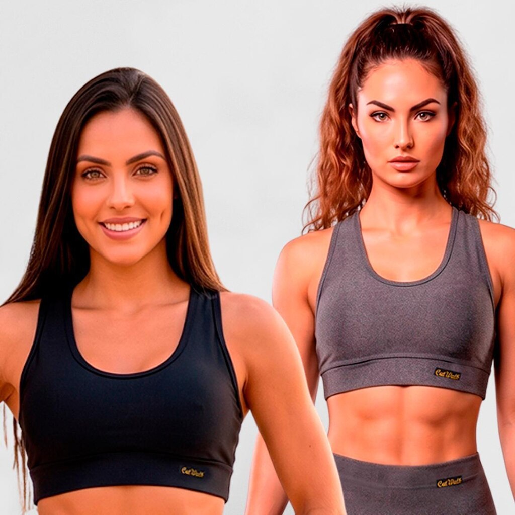 Kit 2 Top Feminino Nadador Suplex Sustentação Treino P ao GG