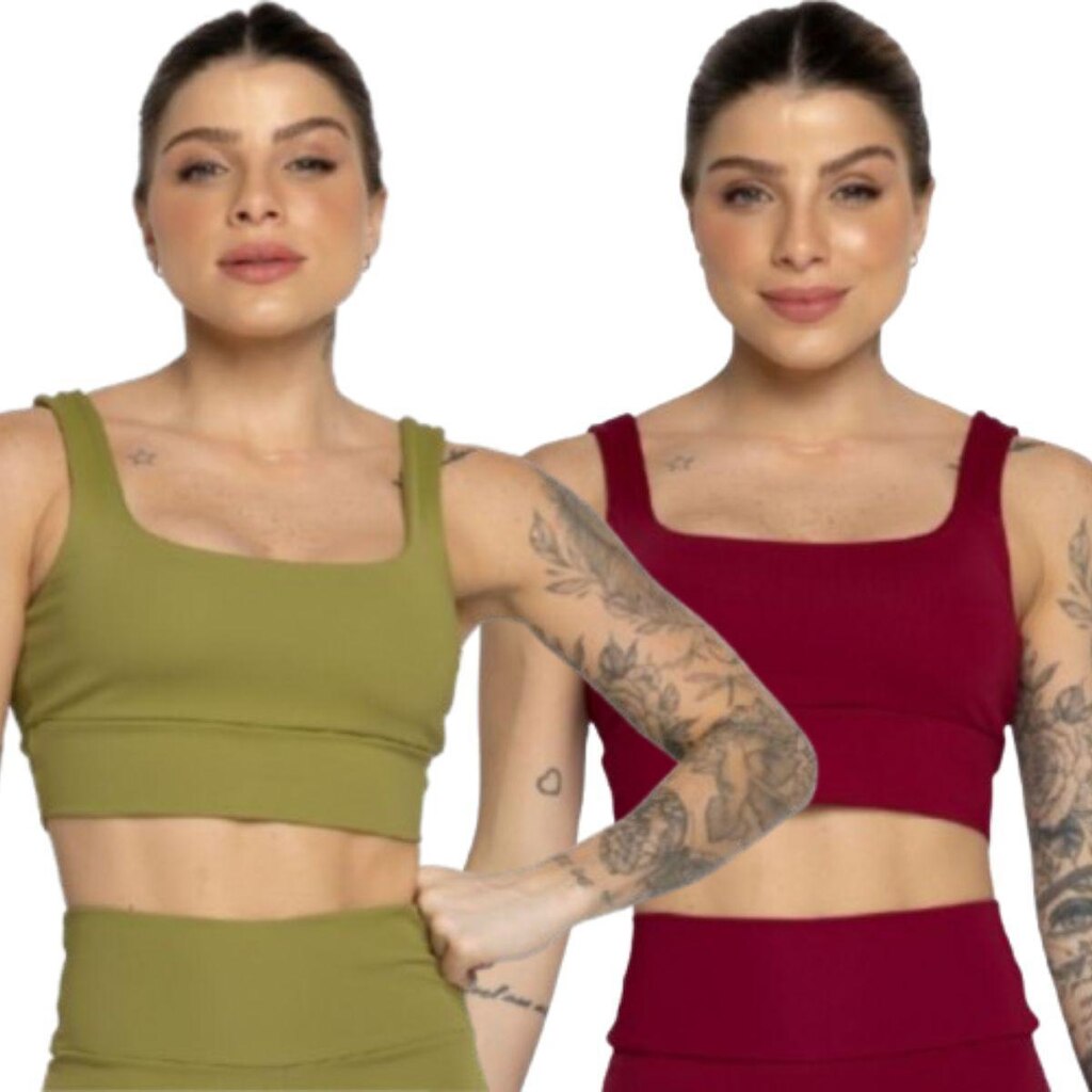 KIT 2 Top Smart Alça Grossa Serra e Mar Alta Compressão Treino Academia Moda Fitness Musculação