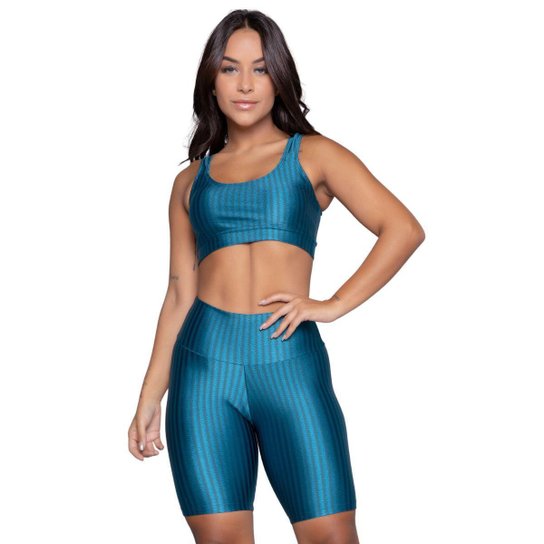 KIT 2 Tops e Bermuda New Zig 3D Serra e Mar Conjunto de Academia
