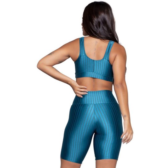 KIT 2 Tops e Bermuda New Zig 3D Serra e Mar Conjunto de Academia