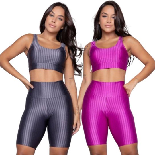 KIT 2 Tops e Bermuda New Zig 3D Serra e Mar Conjunto de Academia