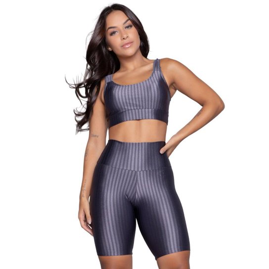 KIT 2 Tops e Bermuda New Zig 3D Serra e Mar Conjunto de Academia