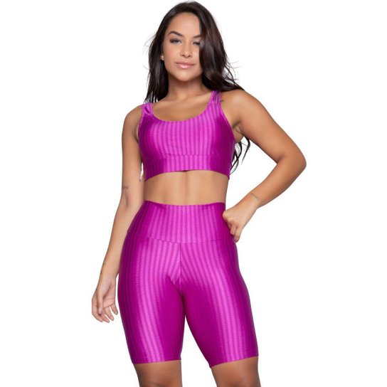 KIT 2 Tops e Bermuda New Zig 3D Serra e Mar Conjunto de Academia