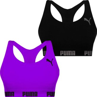 Kit 2 Tops Puma Feminino Nadador Sem Costura Alta Sustentação Academia Fitness