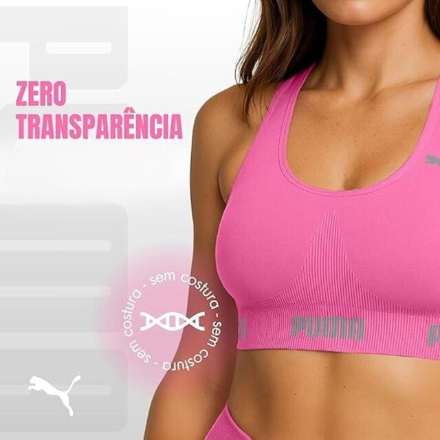 Kit 2 Tops Puma Feminino Sem costura Nadador Alta Sustentação Academia Fitness