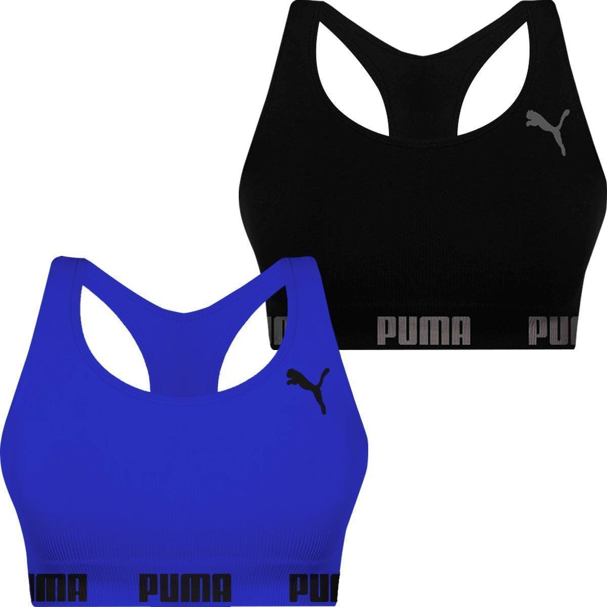 Kit 2 Tops Puma Fitness Feminino Nadador Sem Costura Sem Bojo Alta Sustentação Academia Menor preço em Kit 2 Tops Puma Fitness Feminino Nadador Sem Costura Sem Bojo Alta Sustentação Academia