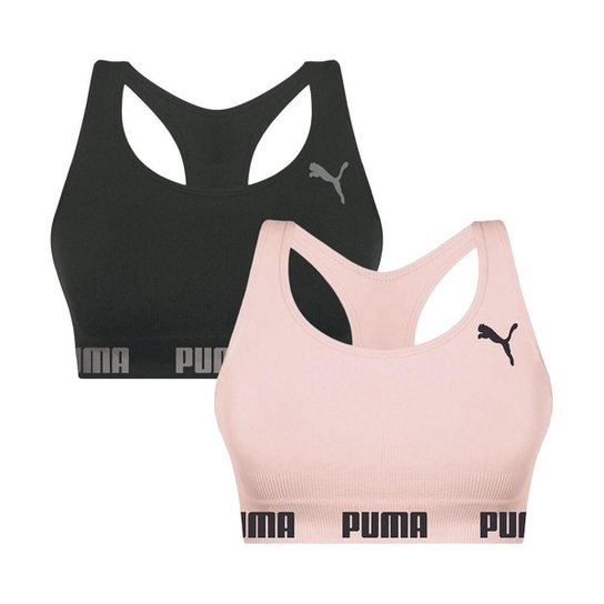 Kit 2 Tops Puma Nadador Sem Costura Feminino - Preto+Rosa é ruim? Kit 2 Tops Puma Nadador Sem Costura Feminino - Preto+Rosa é boa?
