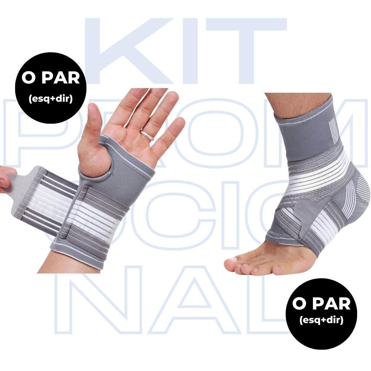 Kit 2 Tornozeleira Ortopédica Ajustável Meia Futebol + KIT 2 Munhequeira Compressão Protetor Pulso Menor preço em Kit 2 Tornozeleira Ortopédica Ajustável Meia Futebol + KIT 2 Munhequeira Compressão Protetor Pulso