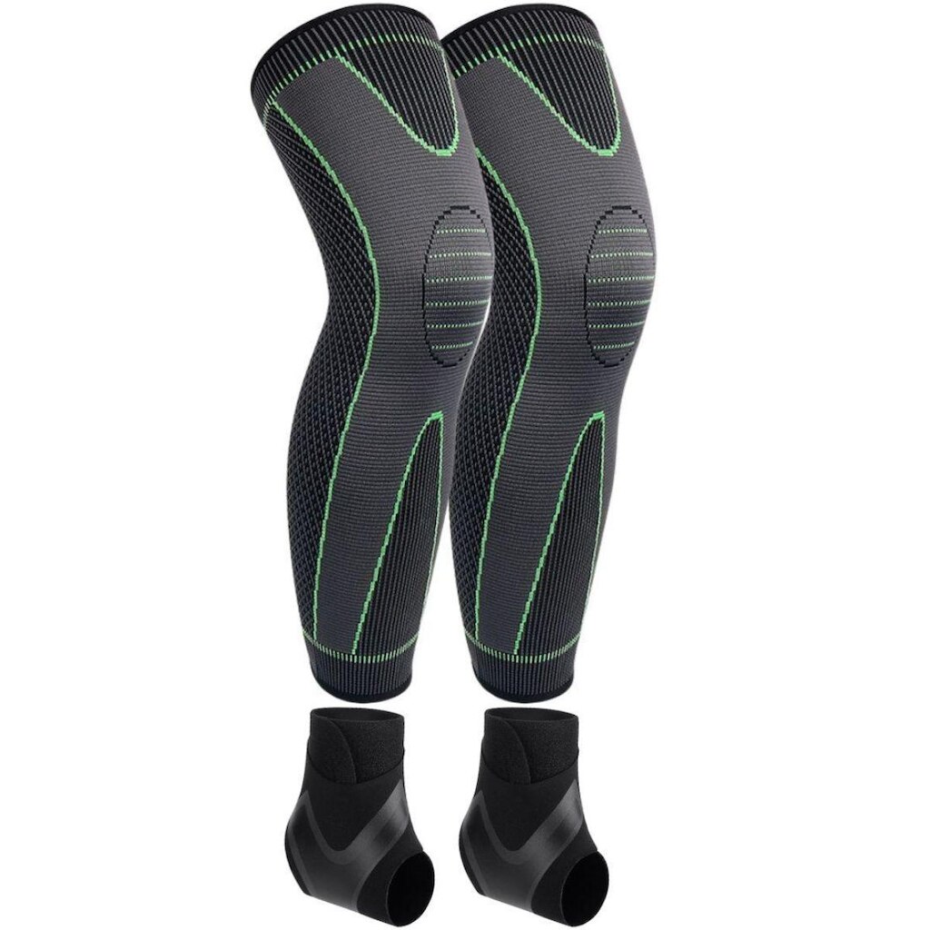 Kit 2 Tornozeleiras + 2 Joelheiras Ajustável Proteção Alívio De Dores