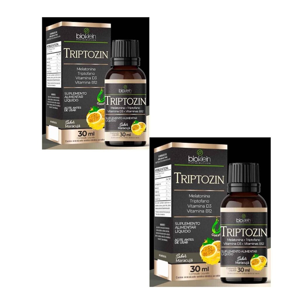 Kit 2 Triptozin Melatonina, Tiptofano, Vitamina D3 e B12 gotas 2x30ml Bioklein