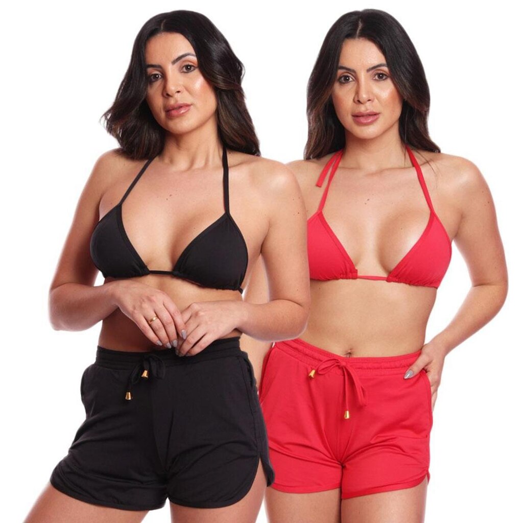 Kit 2 Triquinis Conjunto Asa Delta + Short Verão Praia