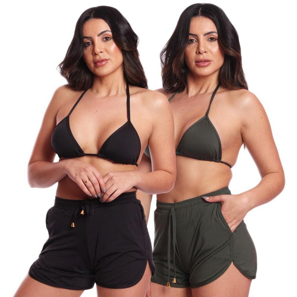 Kit 2 Triquinis Conjunto Asa Delta + Short Verão Praia