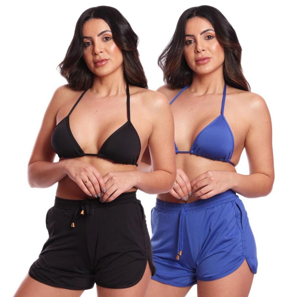 Kit 2 Triquinis Conjunto Bilunga + Short Verão Praia