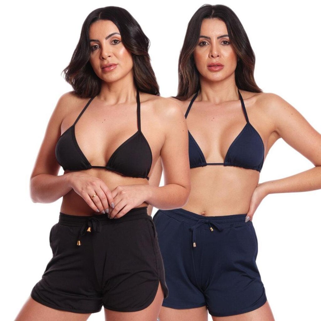 Kit 2 Triquinis Conjunto Bilunga + Short Verão Praia
