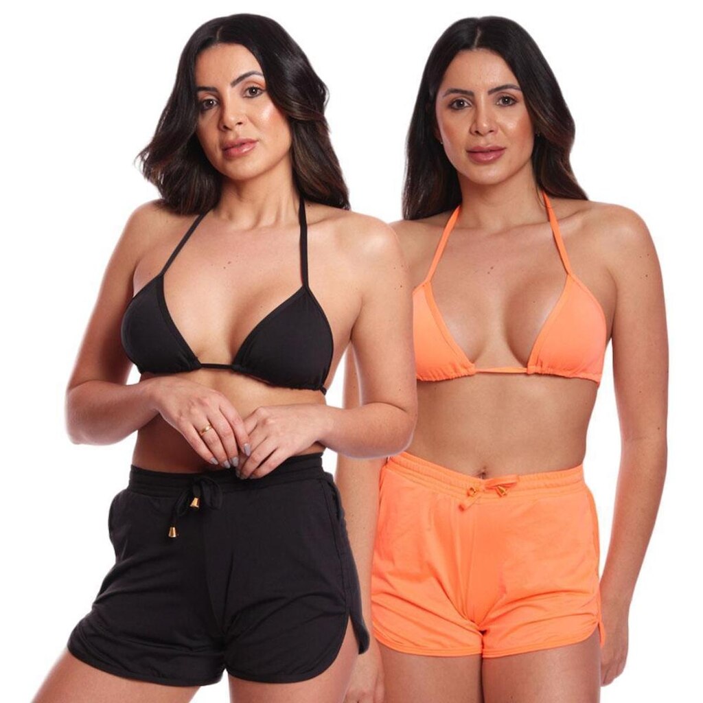 Kit 2 Triquinis Conjunto Bombom Largo + Short Verão Praia
