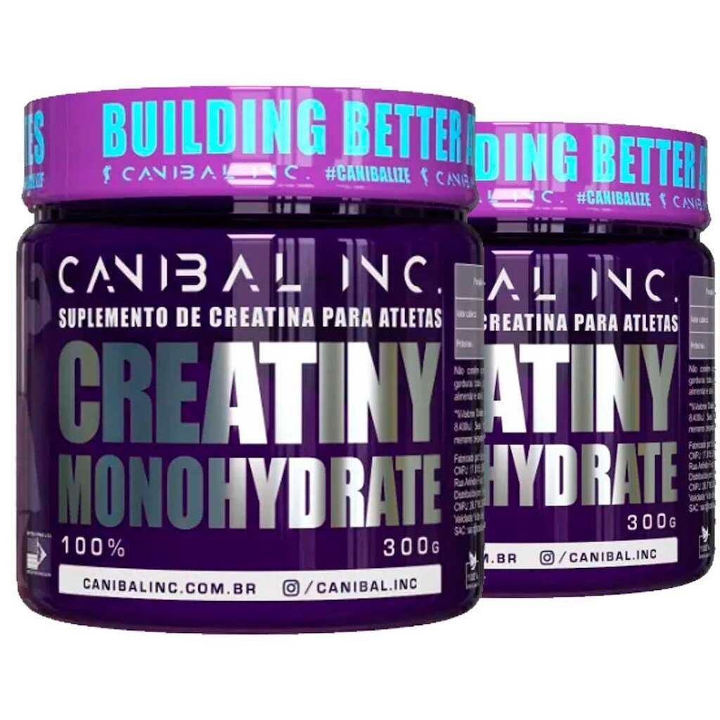 Kit 2 Unidades Creatina Creatiny Monohydrate 300g Canibal