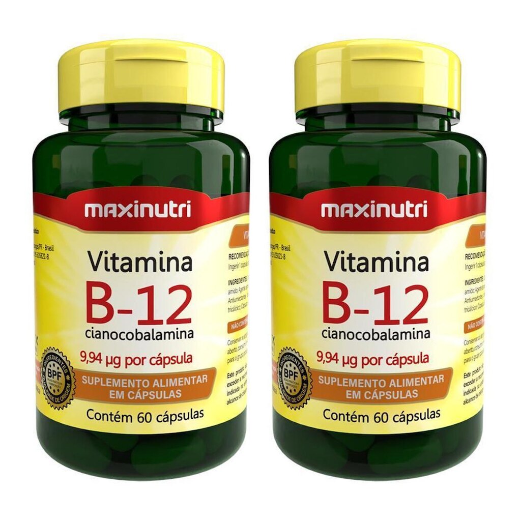 Kit 2 Vitamina B12 100% IDR 60 Cápsulas Maxinutri