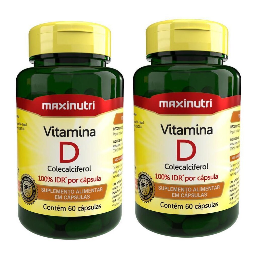 Kit 2 Vitamina D 100% IDR 60 Capsulas Maxinutri