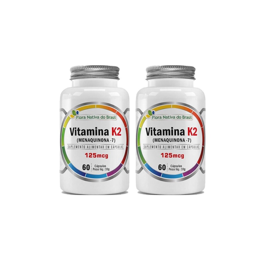 Kit 2 Vitamina K2 Menaquinona 7 125ug 2x60 cps Flora Nativa