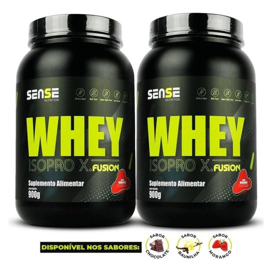 Kit 2 Whey Protein 900g - Sense Nutrition Menor preço em Kit 2 Whey Protein 900g - Sense Nutrition