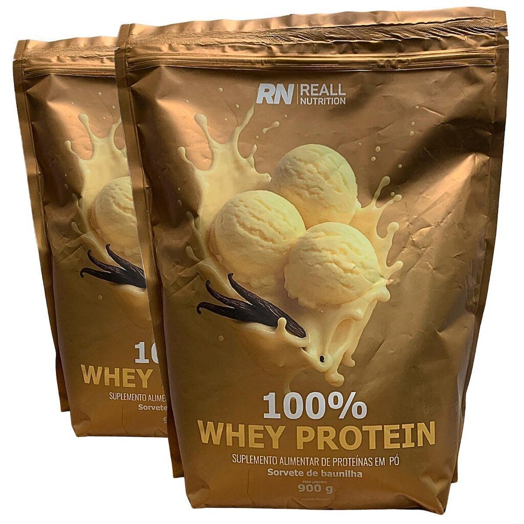 Kit 2 Whey Protein Concentrado 100% Reall Nutrition 900g