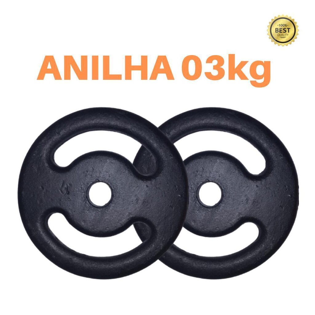 Kit 2 X Anilhas Super Premium De 3kg Ferro Pintada