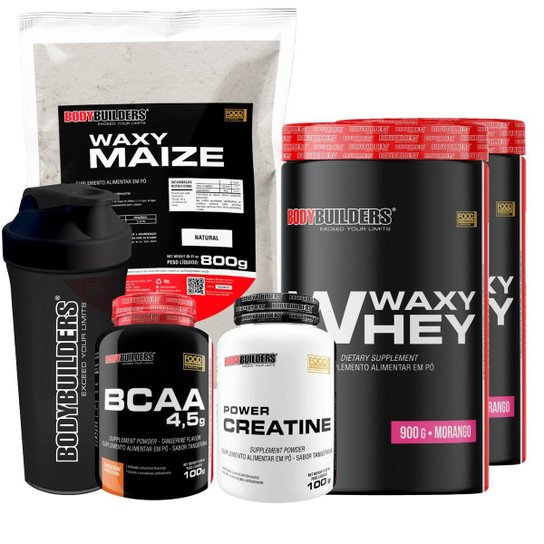 Kit 2 x Whey Protein Waxy Whey 900g + BCAA 4,5 100g + Creatina 100g + Waxy Maize 800g -