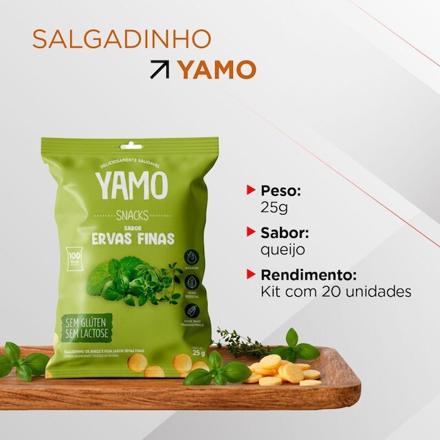 Kit 20 Snack Salgadinho De Arroz Ervas Finas Yamo Topway 25G