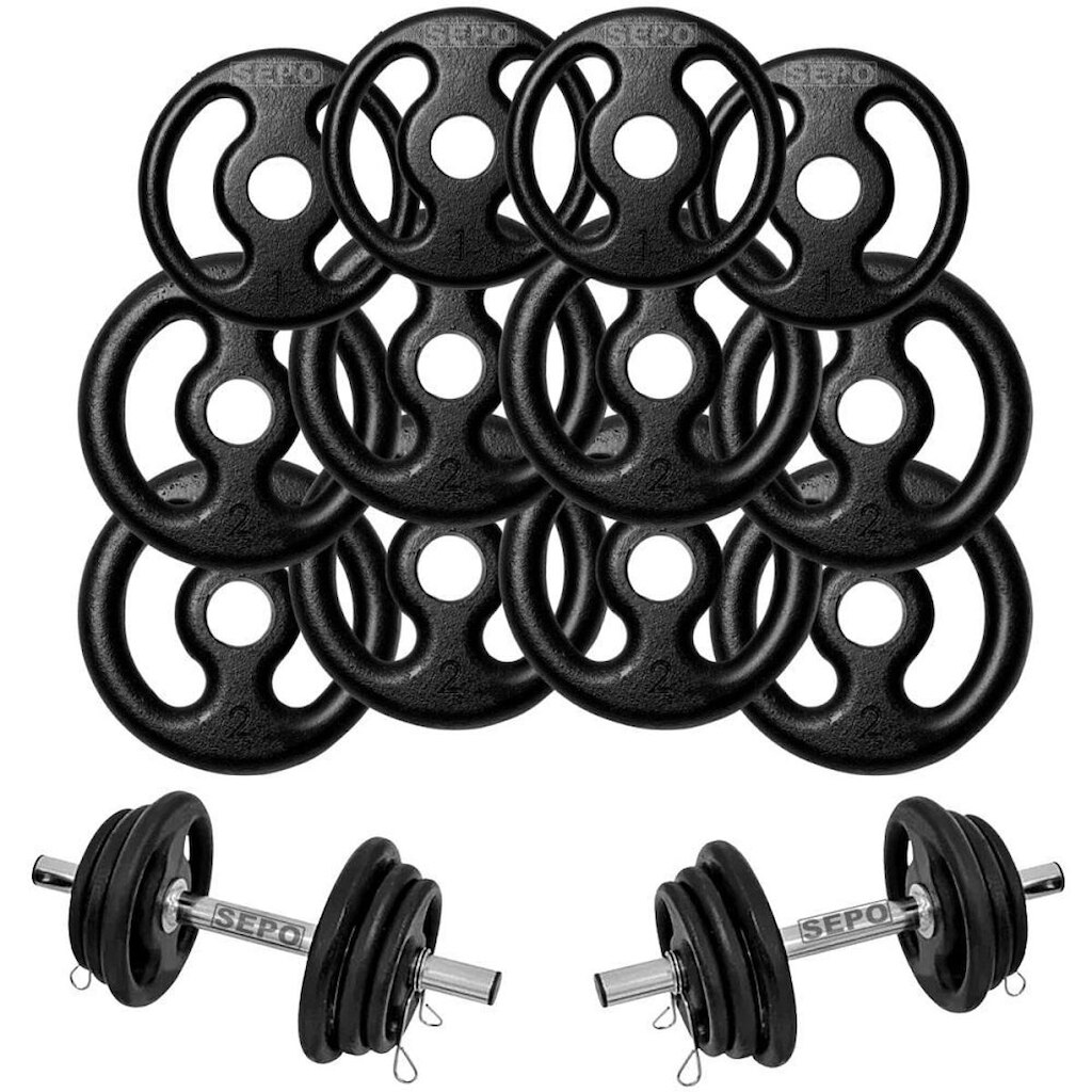 Kit 20kg Anilha Ferro e Barras Musculação Halter