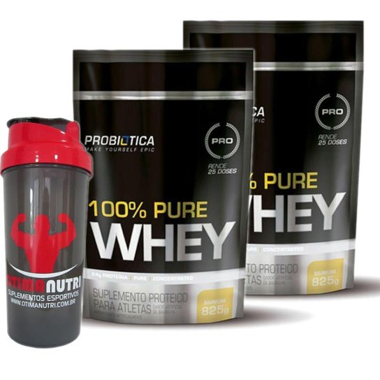 Kit 2X 100% Pure Whey  825g Refil   Probiotica + Coqueteleira  OtimaNutri é boa?