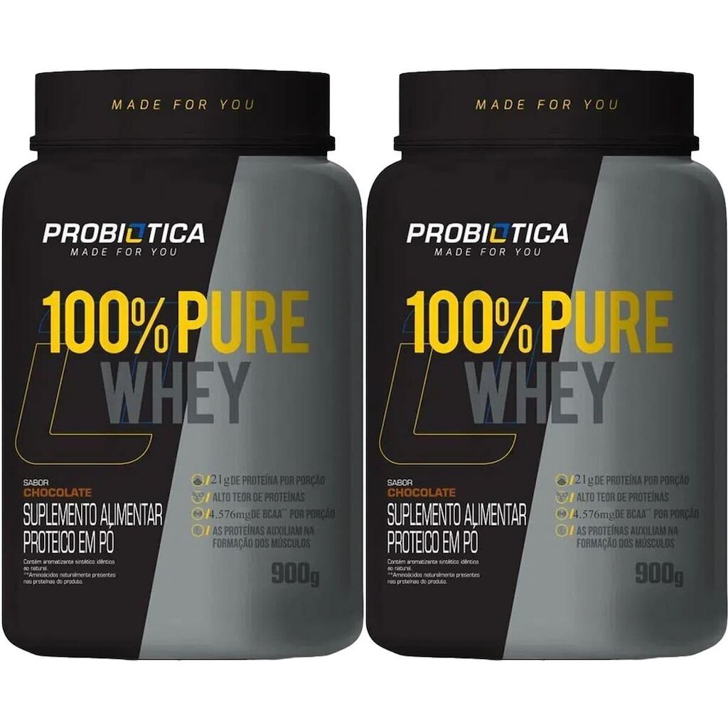 Kit 2X 100% Pure Whey Nova Fórmula - 900g Chocolate - Probiótica