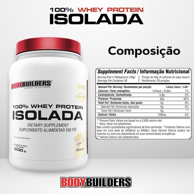 Kit 2x 100% Whey Protein Isolada 900g - Bodybuilders